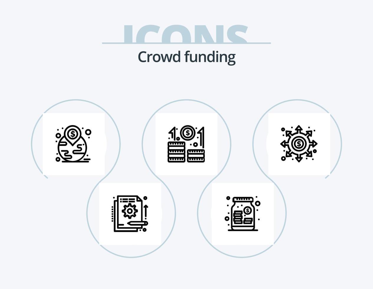 pacote de ícones de linha de crowdfunding 5 design de ícones. dinheiro. caridade. carreira. dinheiro. doação vetor