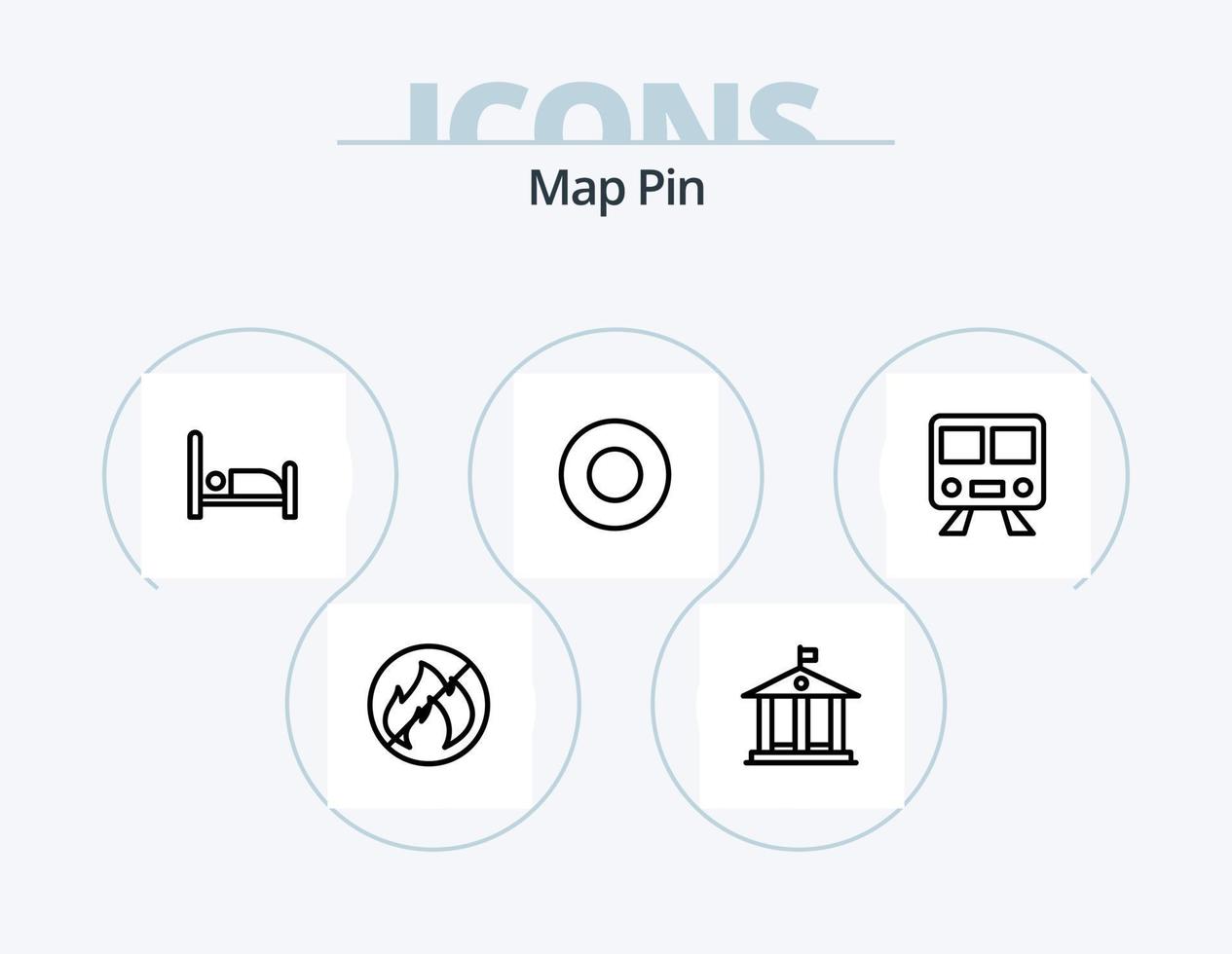 mapa pin linha ícone pack 5 design de ícone. . lei. assistência médica. juiz. barraca vetor