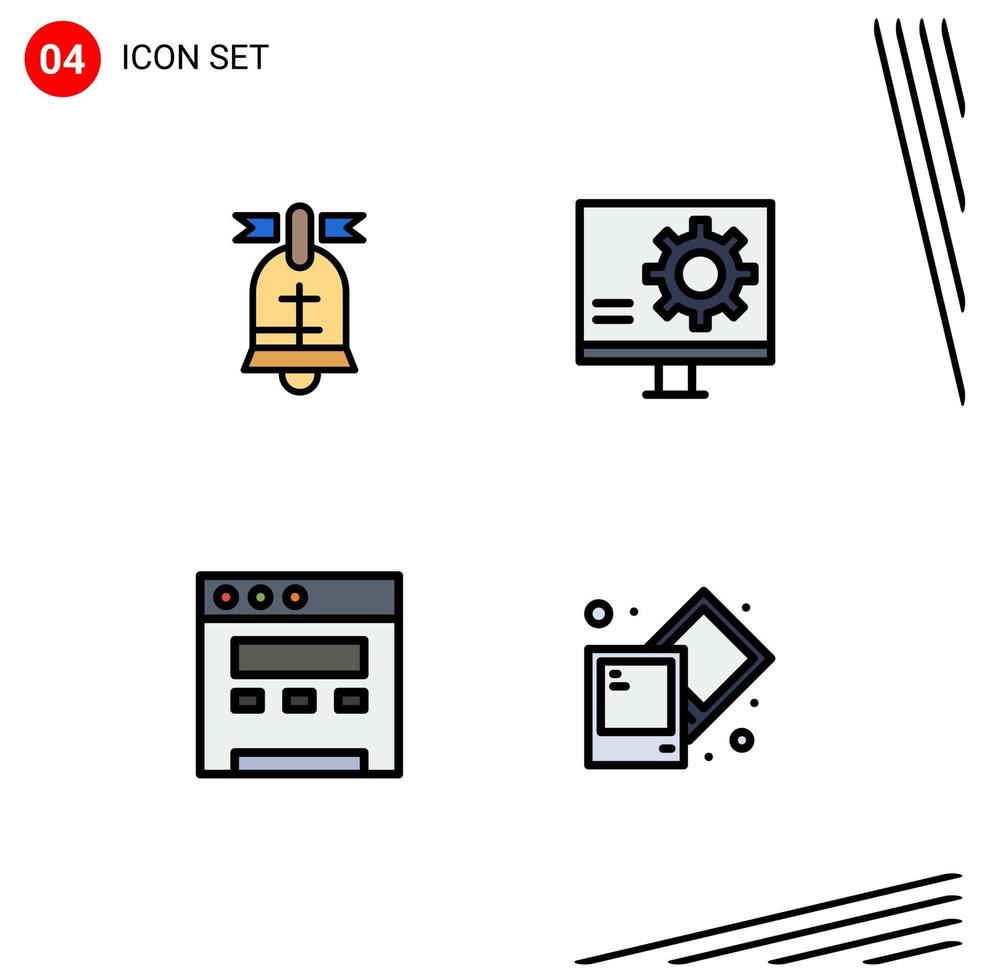 conjunto de 4 sinais de símbolos de ícones de interface do usuário modernos para navegador de bola eua desenvolvimento criativo elementos de design de vetores editáveis