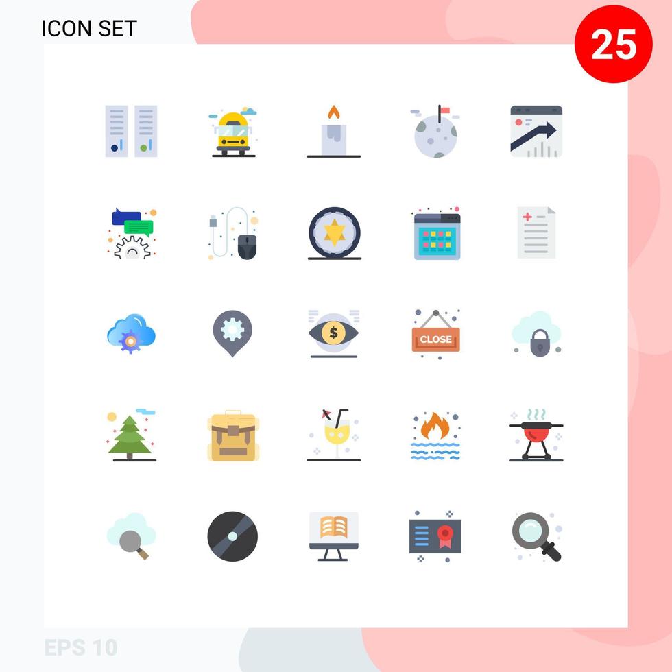 pacote de interface do usuário de 25 cores planas básicas de seta de crescimento van espaço gás elementos de design de vetores editáveis
