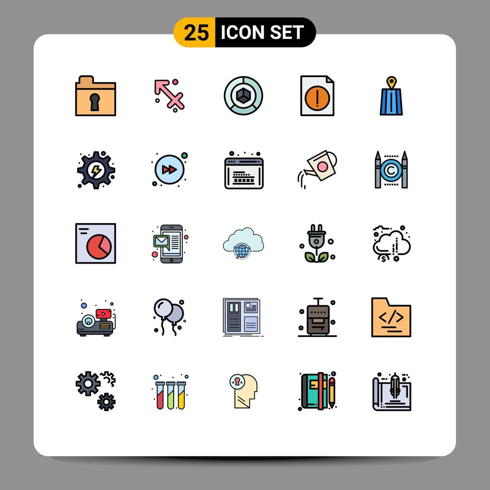 conjunto de 25 sinais de símbolos de ícones de interface do usuário modernos para arquivos de entrega de navegação de rota alertam elementos de design de vetores editáveis