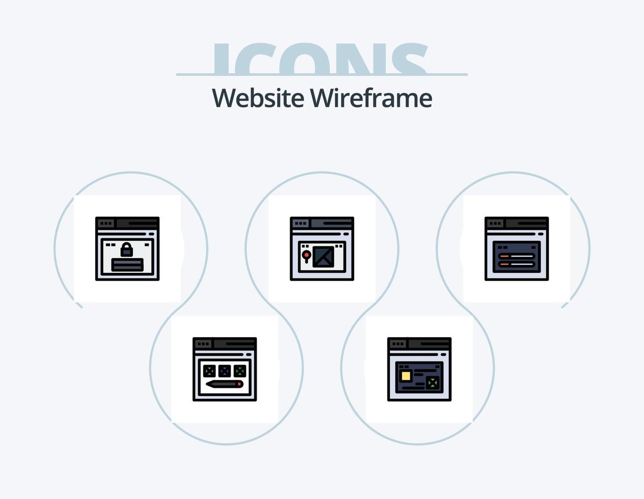 linha de wireframe do site cheia de ícones do pacote 5 design de ícones. rede. Internet. local na rede Internet. perfil. rede vetor