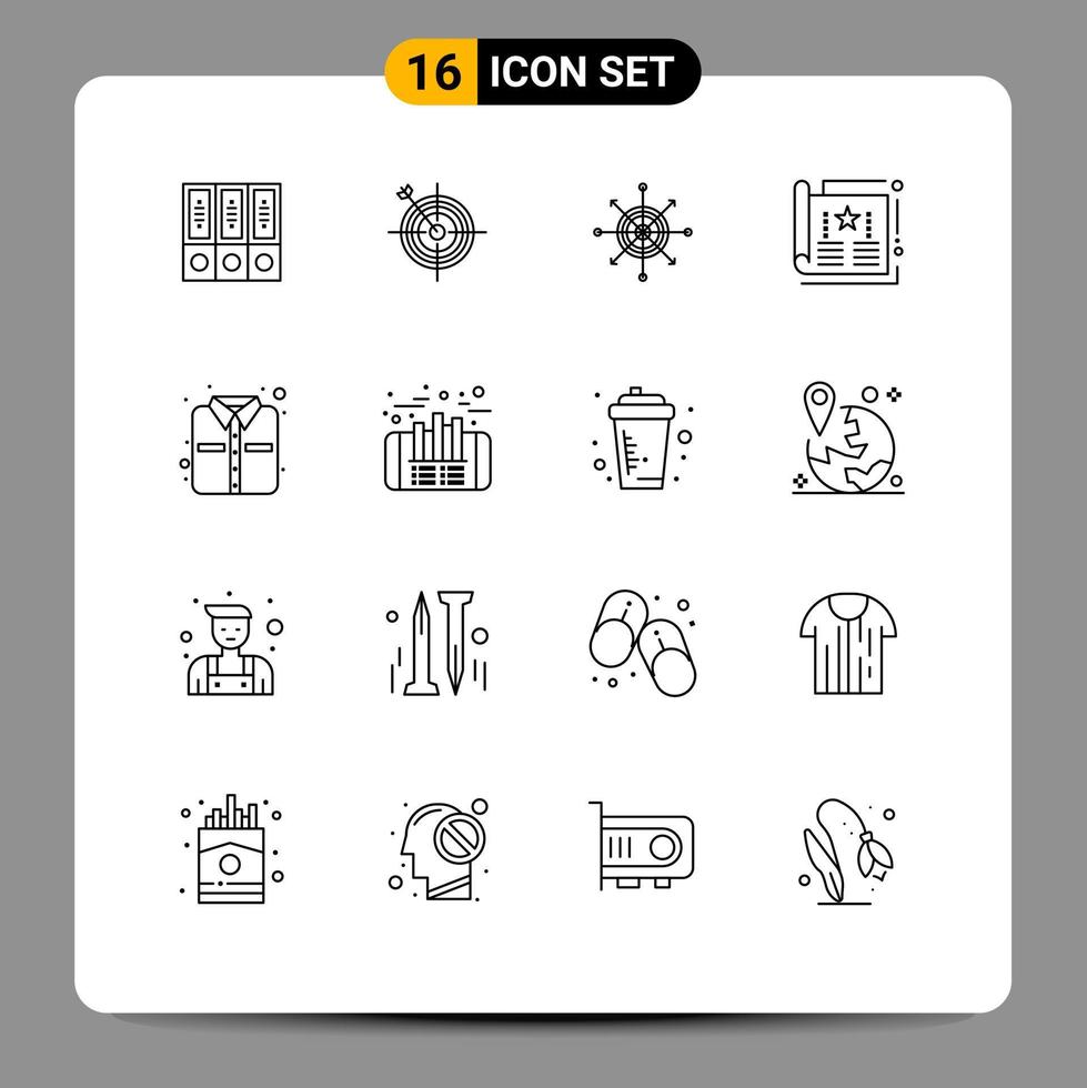 pacote de interface do usuário de 16 contornos básicos de elementos de design de vetor editável de anúncio de folheto de revista de camisa