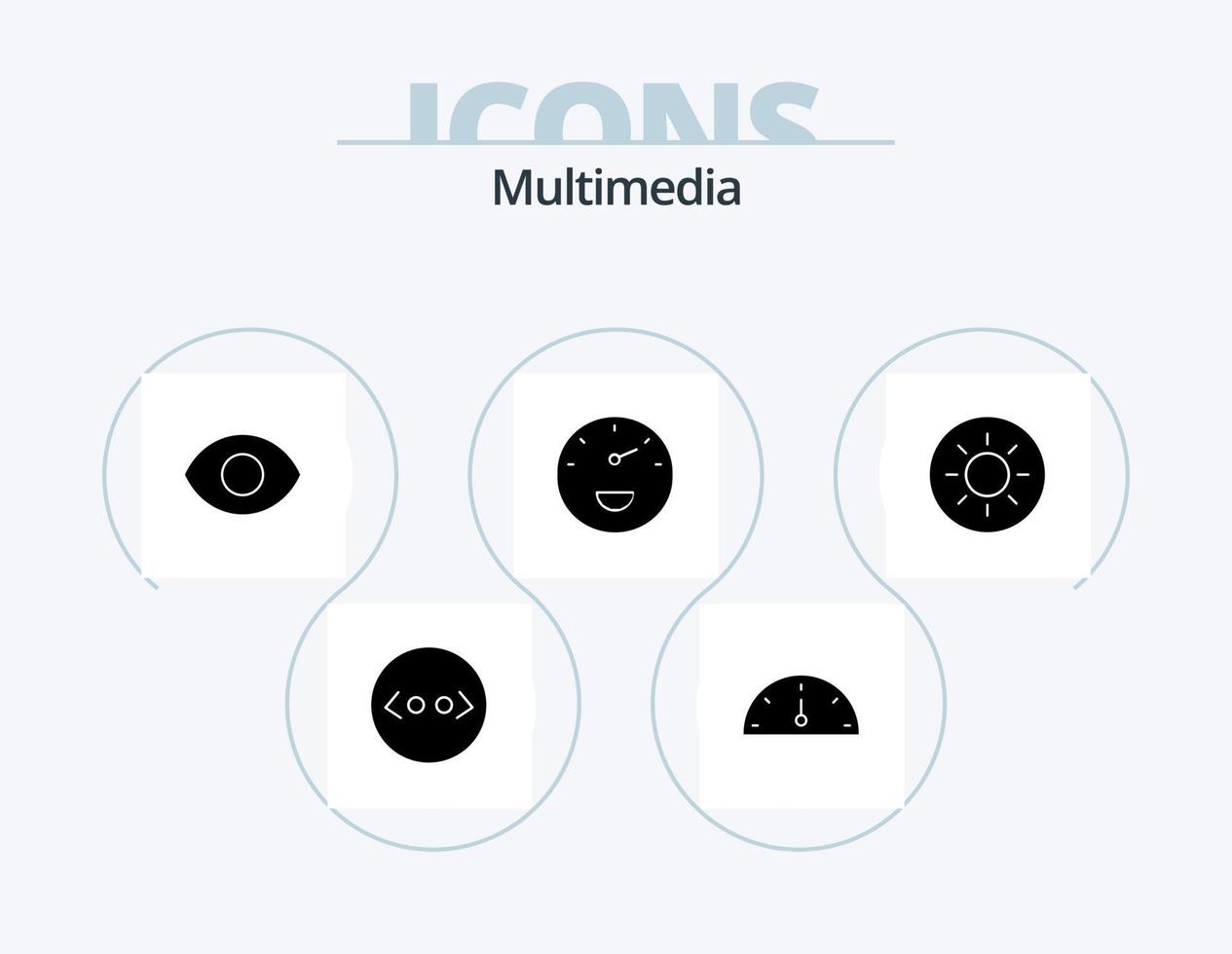 pacote de ícones de glifos multimídia 5 design de ícones. . medidor. sol vetor