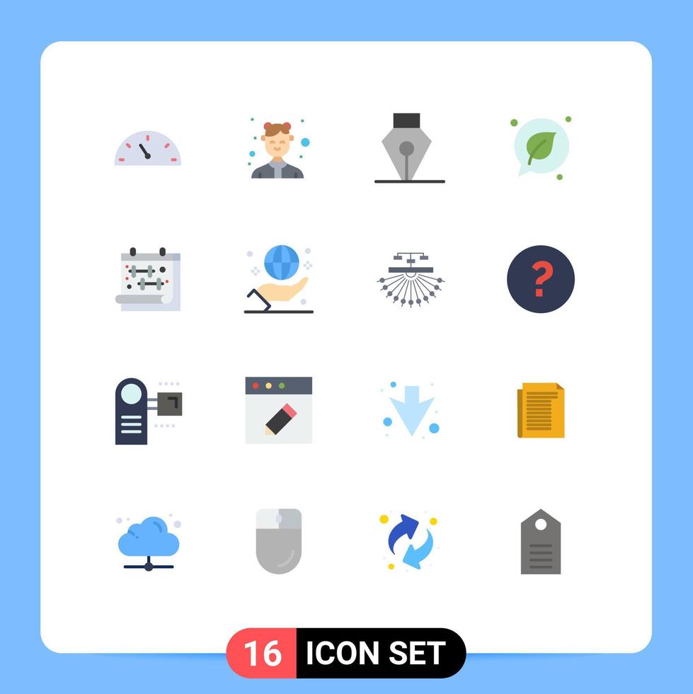16 cores planas de vetores temáticos e símbolos editáveis de tinta de calendário de ginástica salvar pacote editável verde de elementos de design de vetores criativos