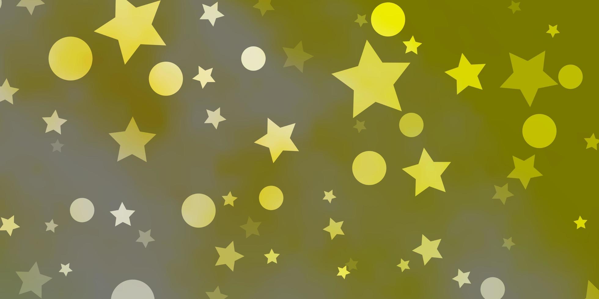 layout de vetor verde e amarelo claro com círculos, estrelas.