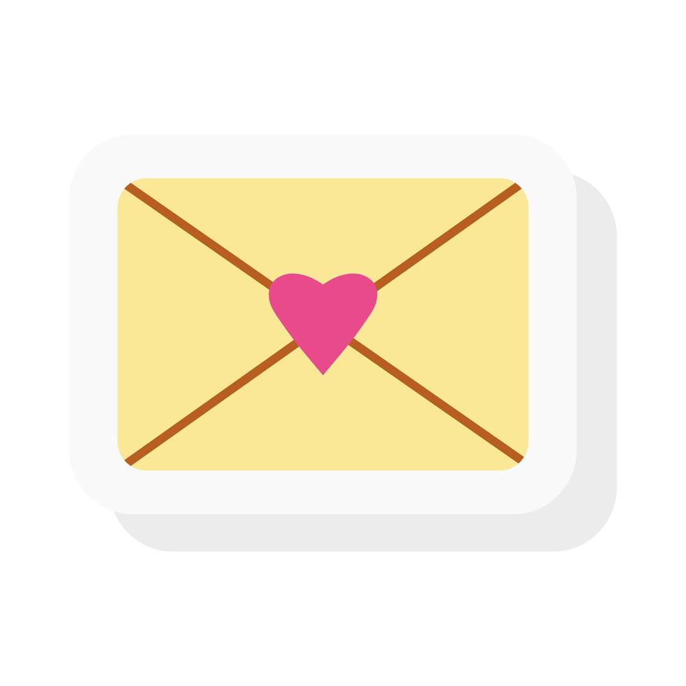 Cartão de amor com adesivo de coração e design de vetor de ícone de estilo simples