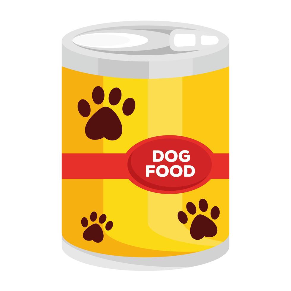 ícone isolado de pet shop em lata de comida para cachorro vetor