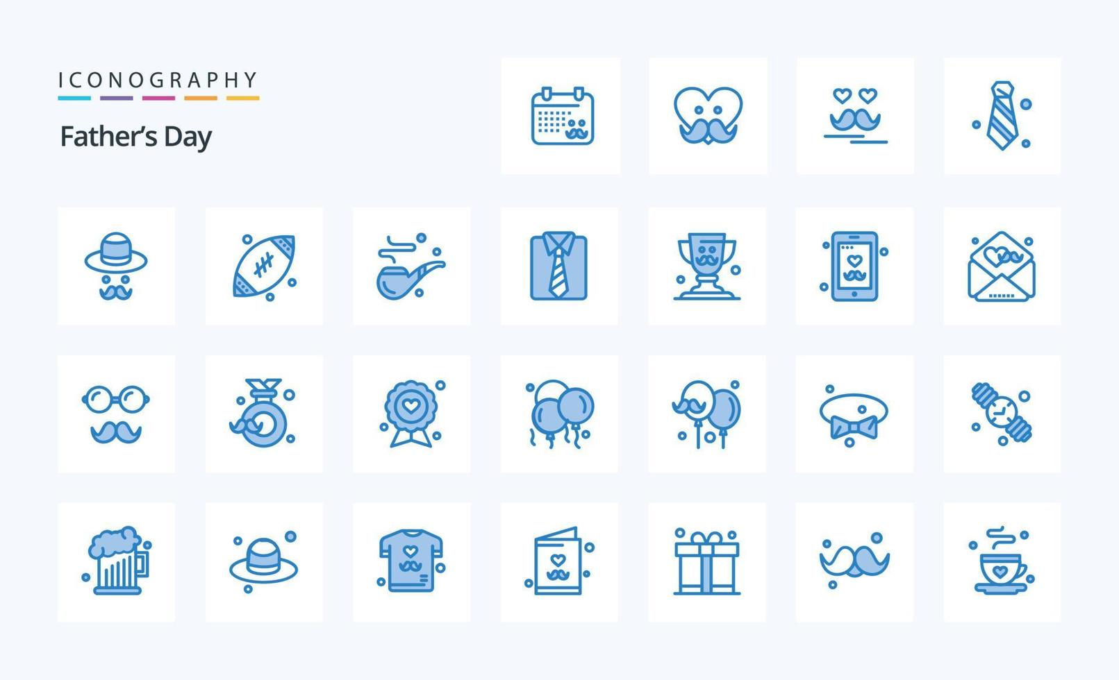 25 pacotes de ícones azuis do dia dos pais vetor