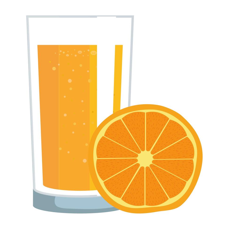 suco de laranja frutas cítricas com copo vetor