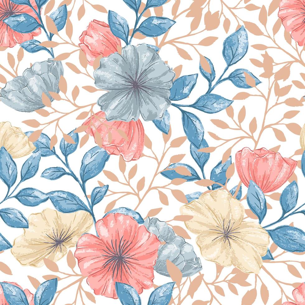 estilo aquarela retro floral padrão sem emenda vetor