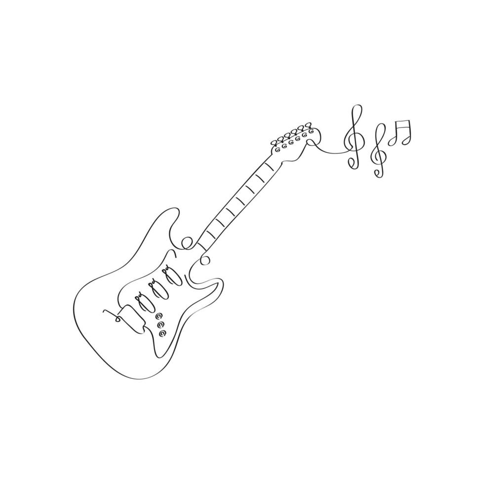 fundo de música preto e branco. guitarra e inscrição rock'n'roll. ilustração stock vetor