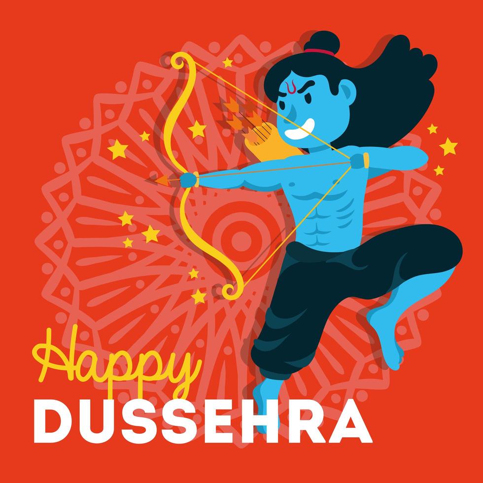 celebração dussehra feliz com o personagem lord rama blue vetor