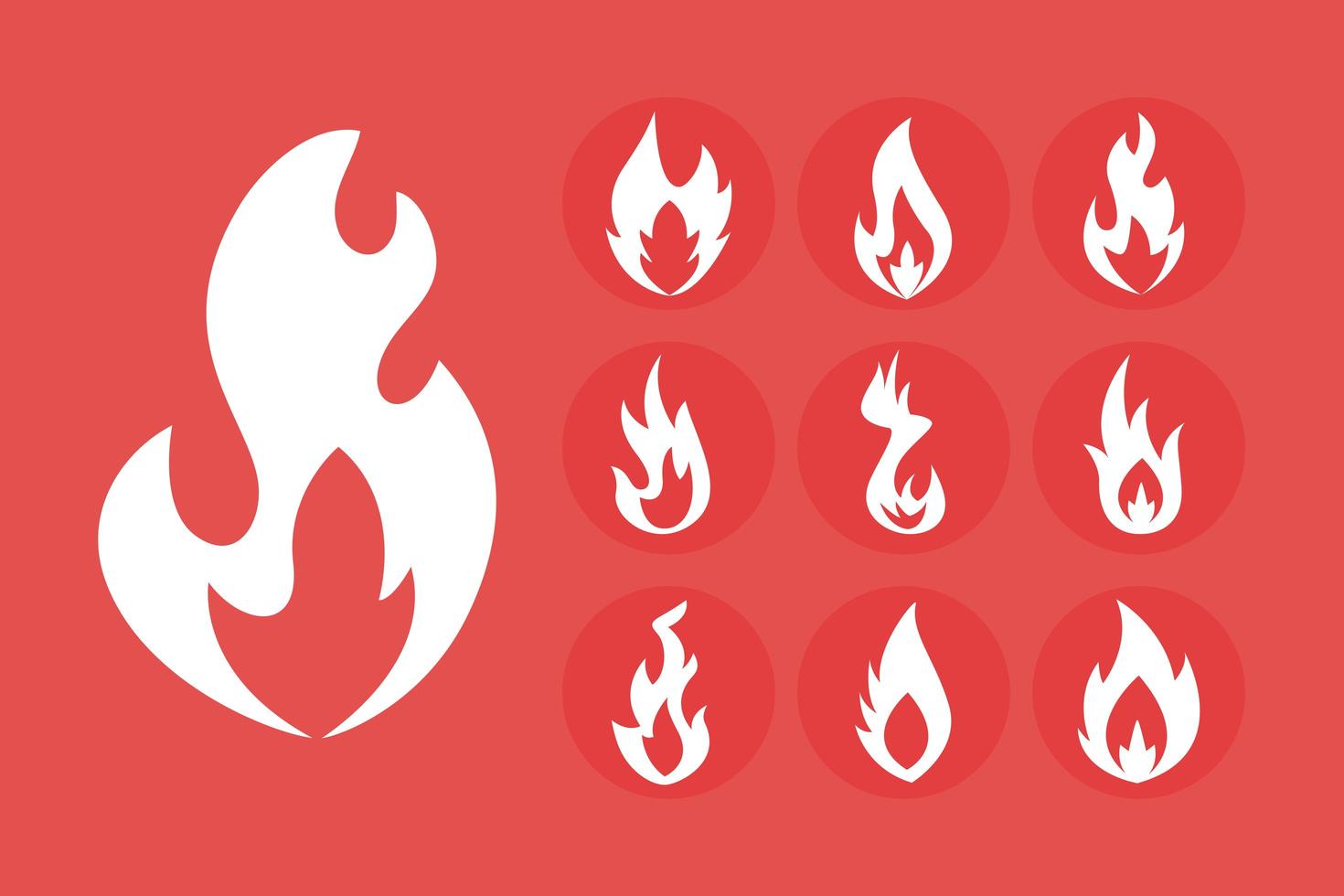 conjunto de ícones de estilo de silhueta de chamas de fogo vetor