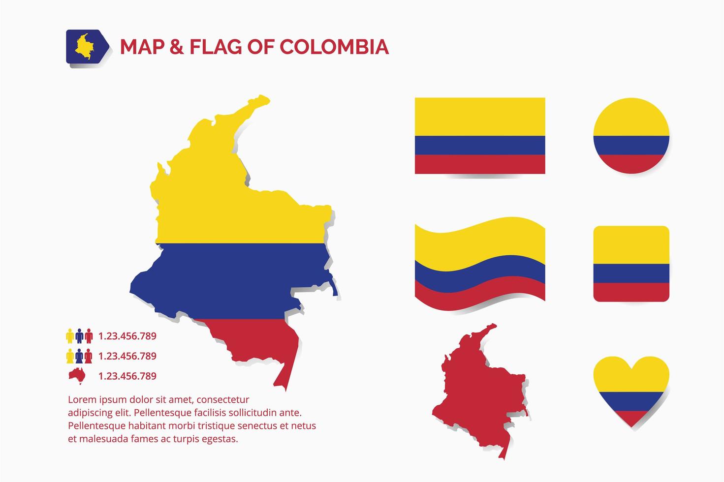 mapa e bandeira da colômbia vetor