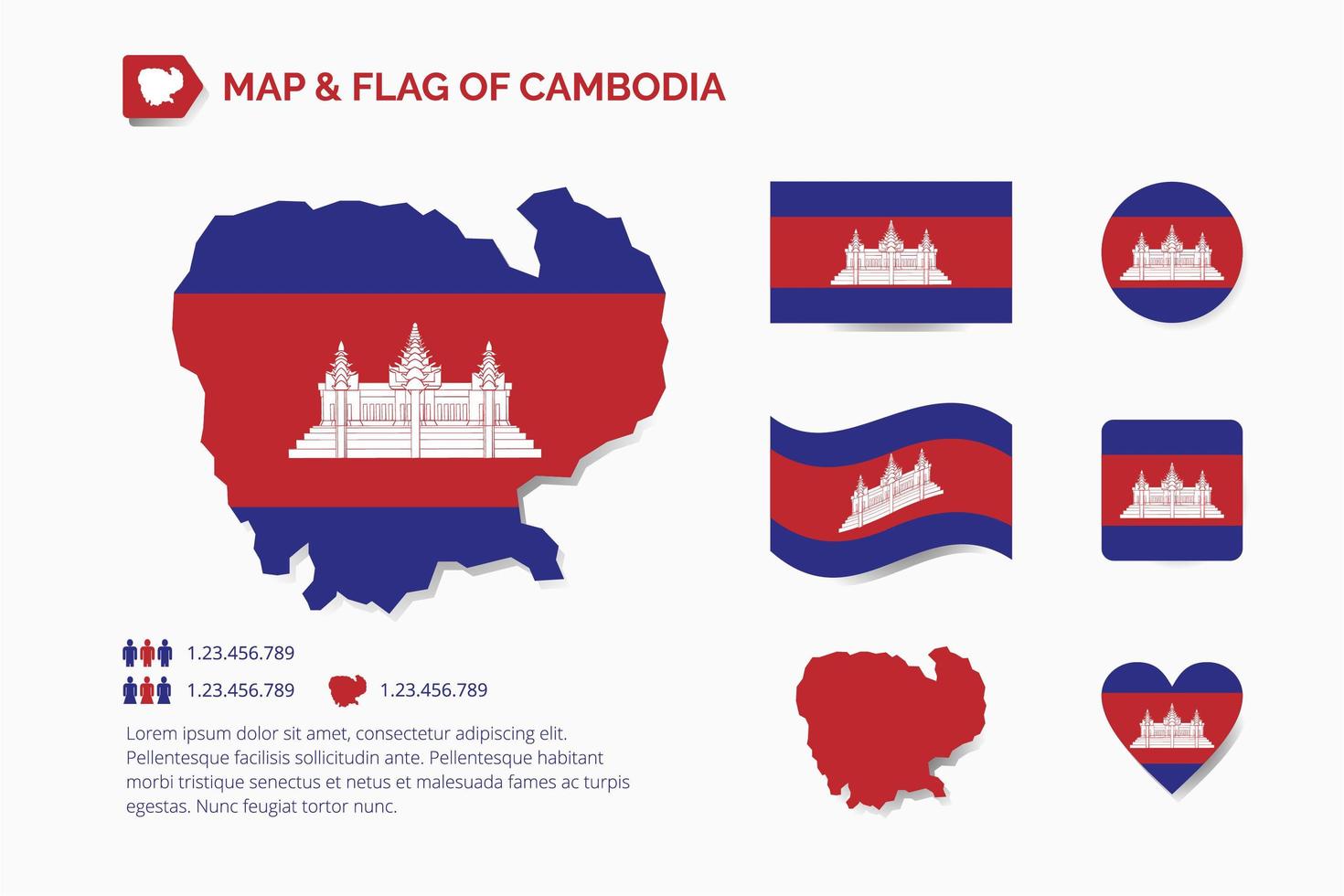 mapa e bandeira do camboja vetor