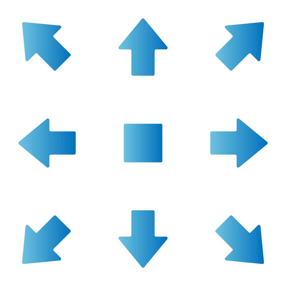 conjunto de setas gradientes azuis vetor