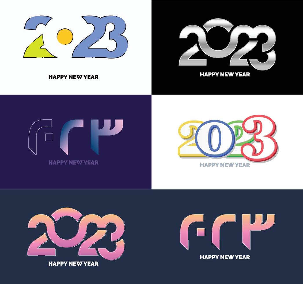 grande conjunto de design de texto de logotipo de feliz ano novo de 2023 modelo de design de número de 2023 vetor