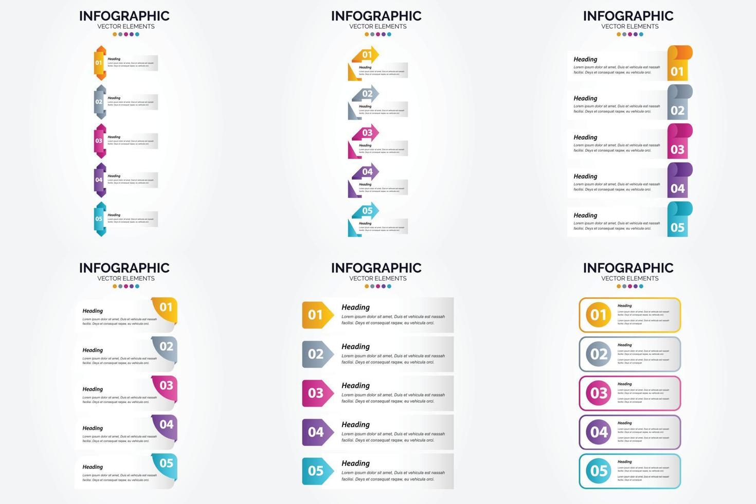 conjunto de design plano de infográficos de ilustração vetorial para folheto publicitário e revista vetor