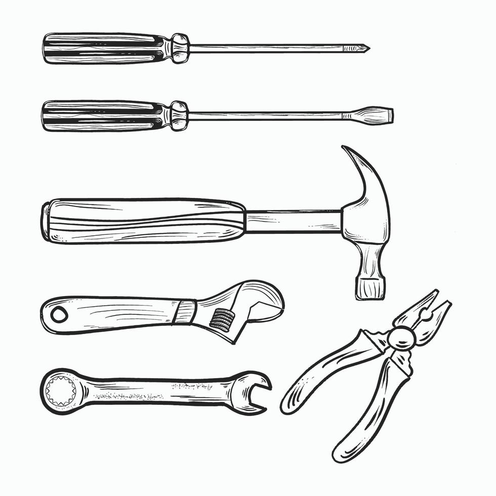 conjunto de ilustração de ferramentas mecânicas vetor