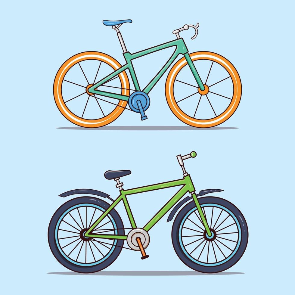 conjunto de duas bicicletas esportivas vetor