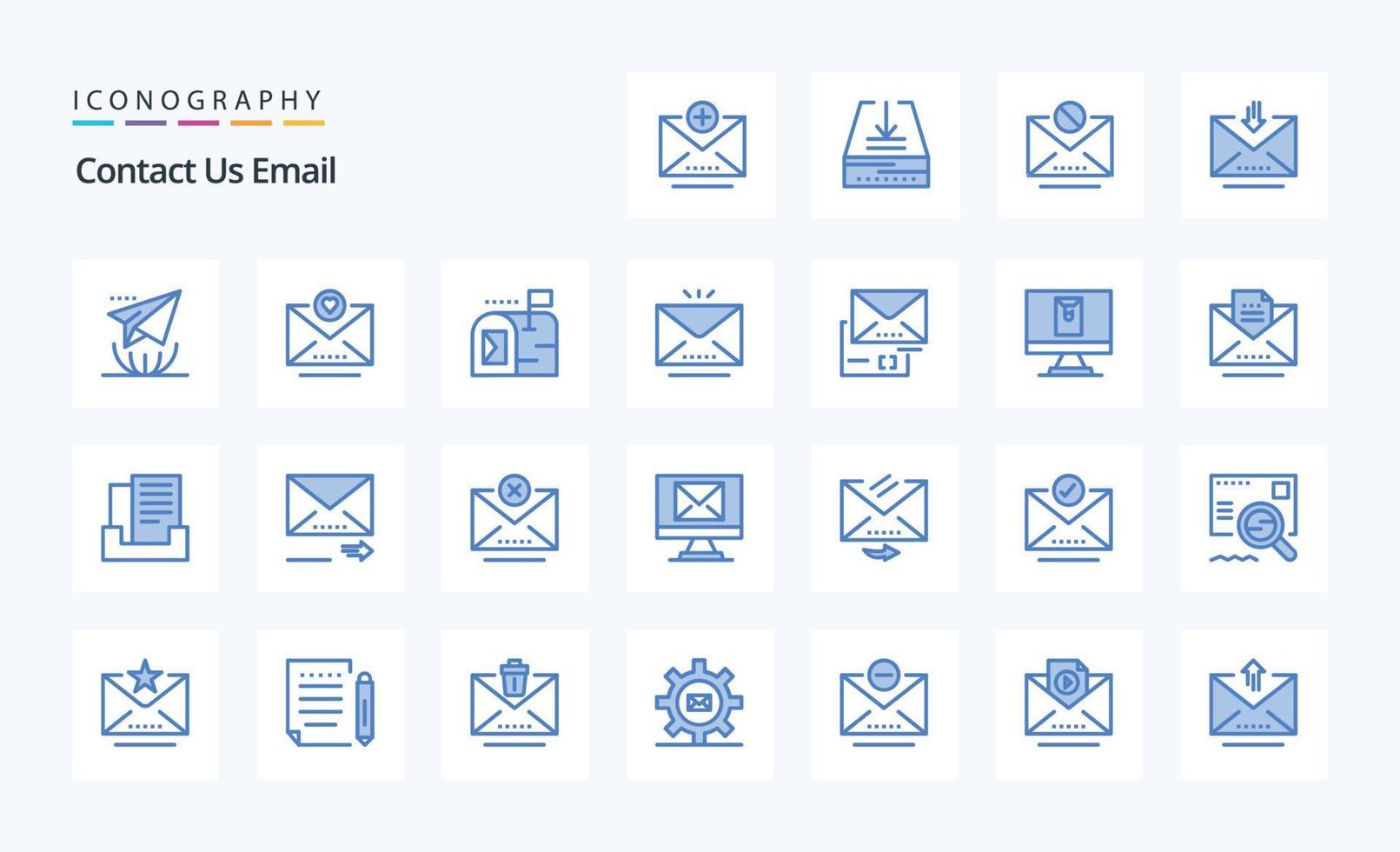 pacote de ícone azul de 25 e-mails vetor