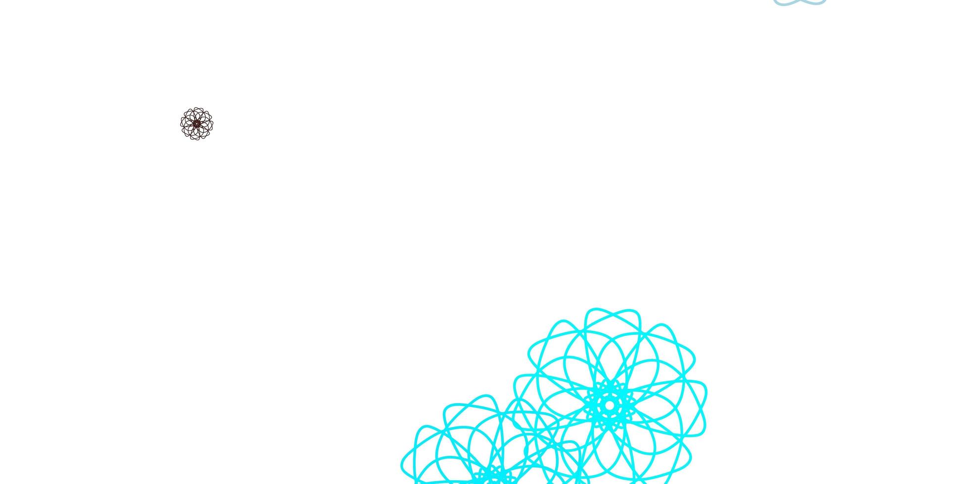 fundo de doodle de vetor azul e amarelo claro com flores.