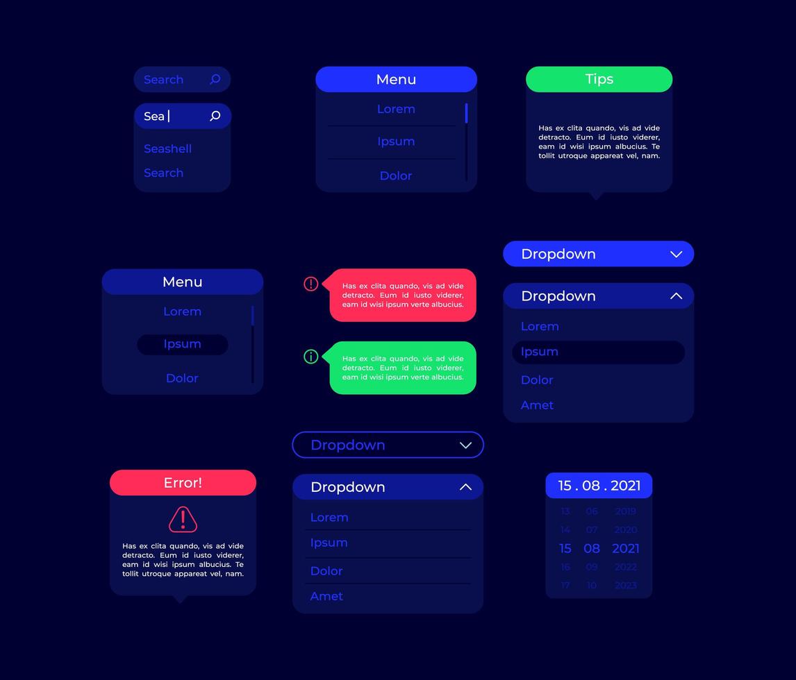 kit de elementos de interface do usuário de configurações vetor