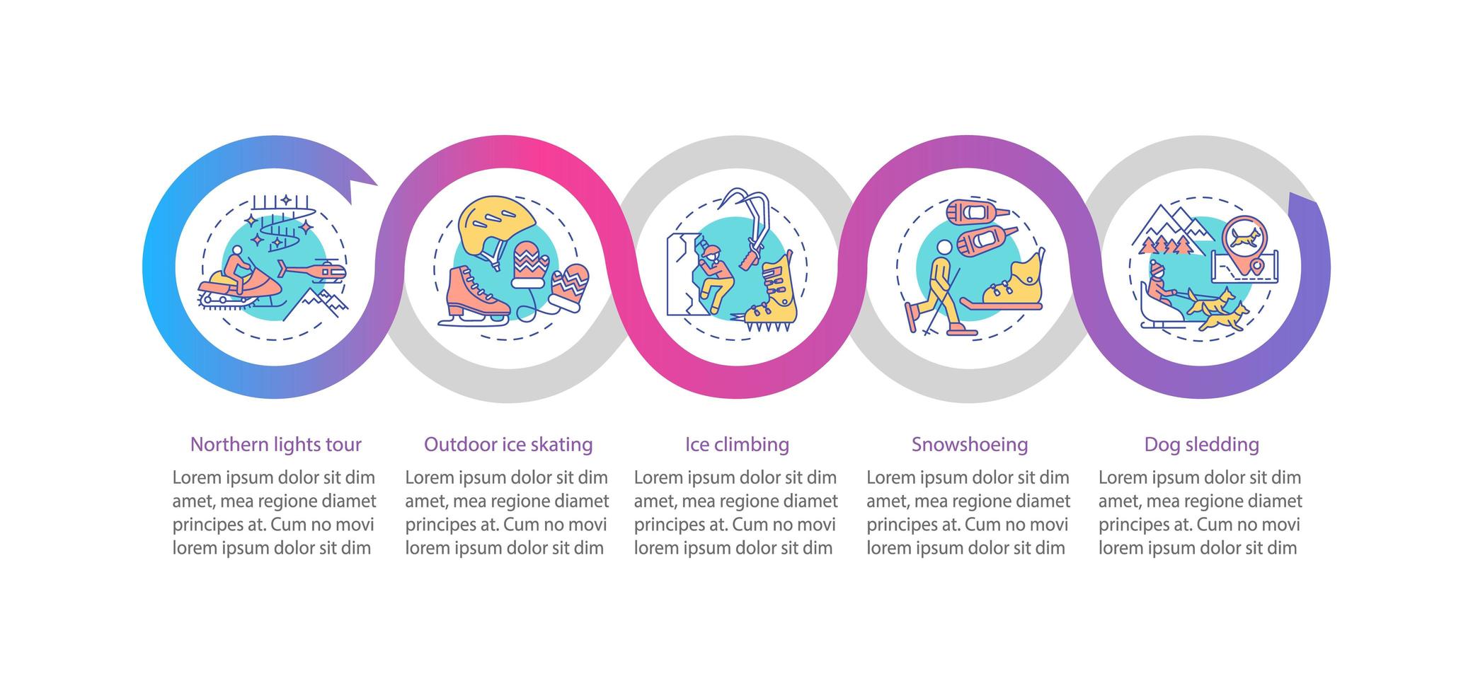 modelo de infográfico de vetor de atividades esportivas de inverno