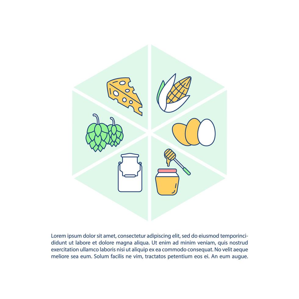 ícone de conceito de produtos agrícolas com texto vetor