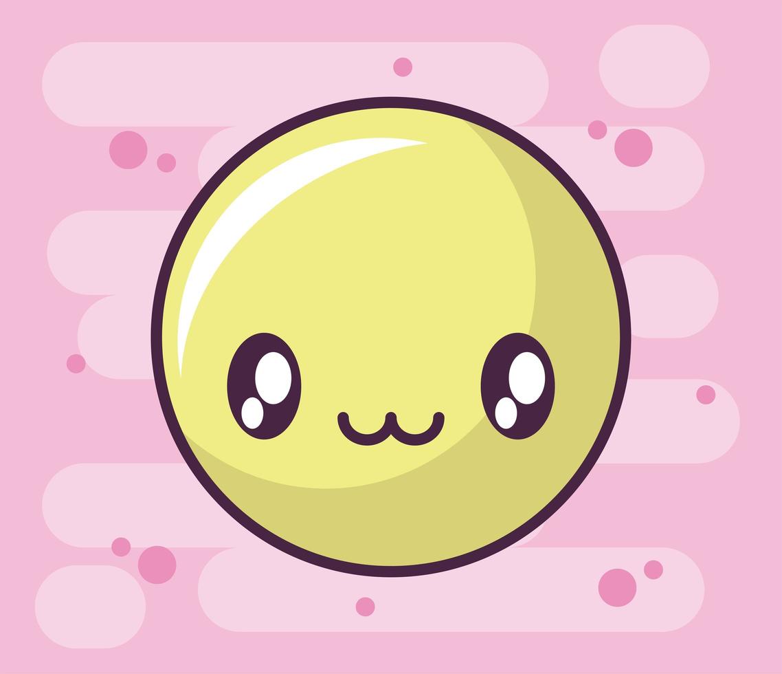 ícone de cara feliz, emoticon estilo kawaii vetor