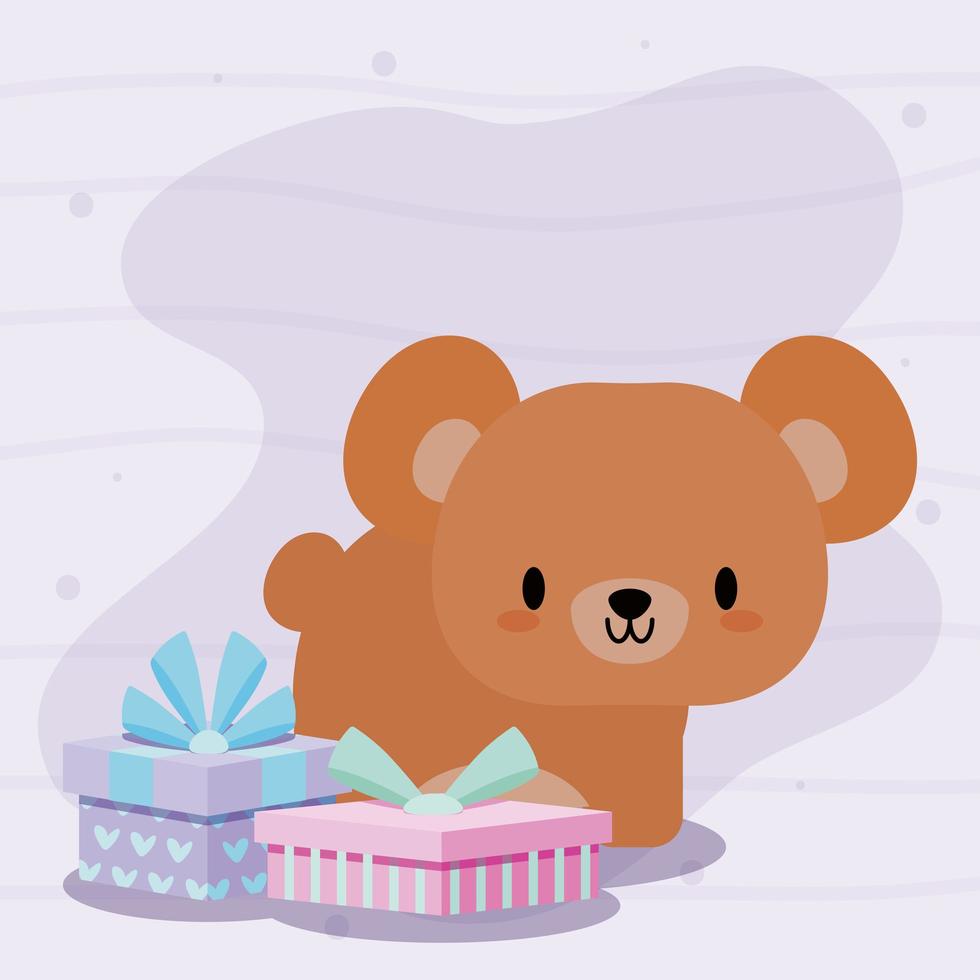 cartão de aniversário fofo com urso panda kawaii vetor