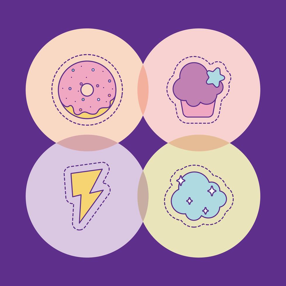 donut muffin thunder e nuvem vector design