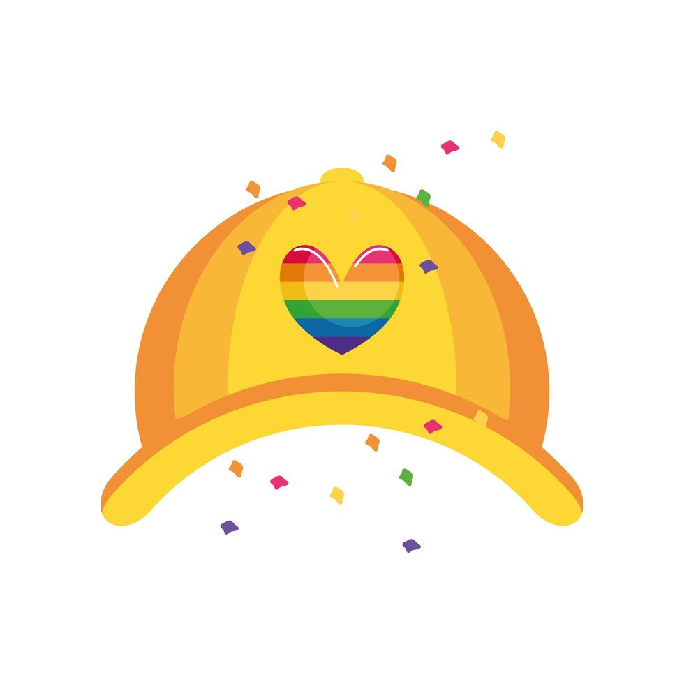 chapéu com o símbolo do coração do orgulho gay vetor