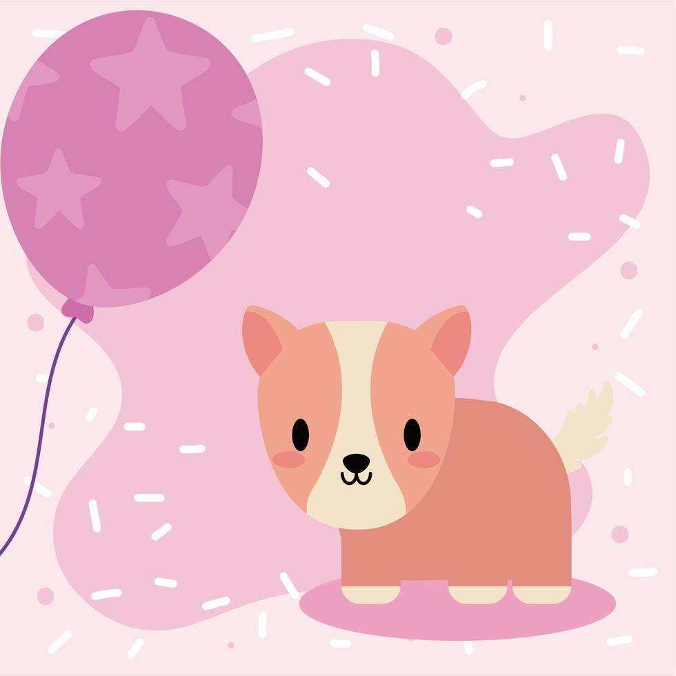 cartão de aniversário fofo com cobaia kawaii vetor