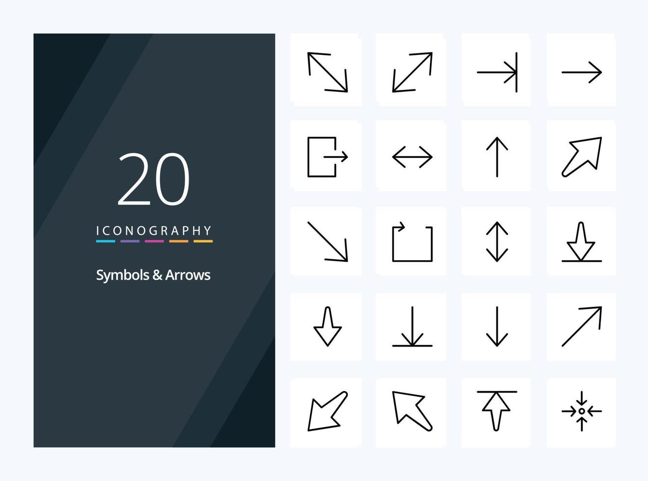 ícone de contorno de setas de 20 símbolos para apresentação vetor