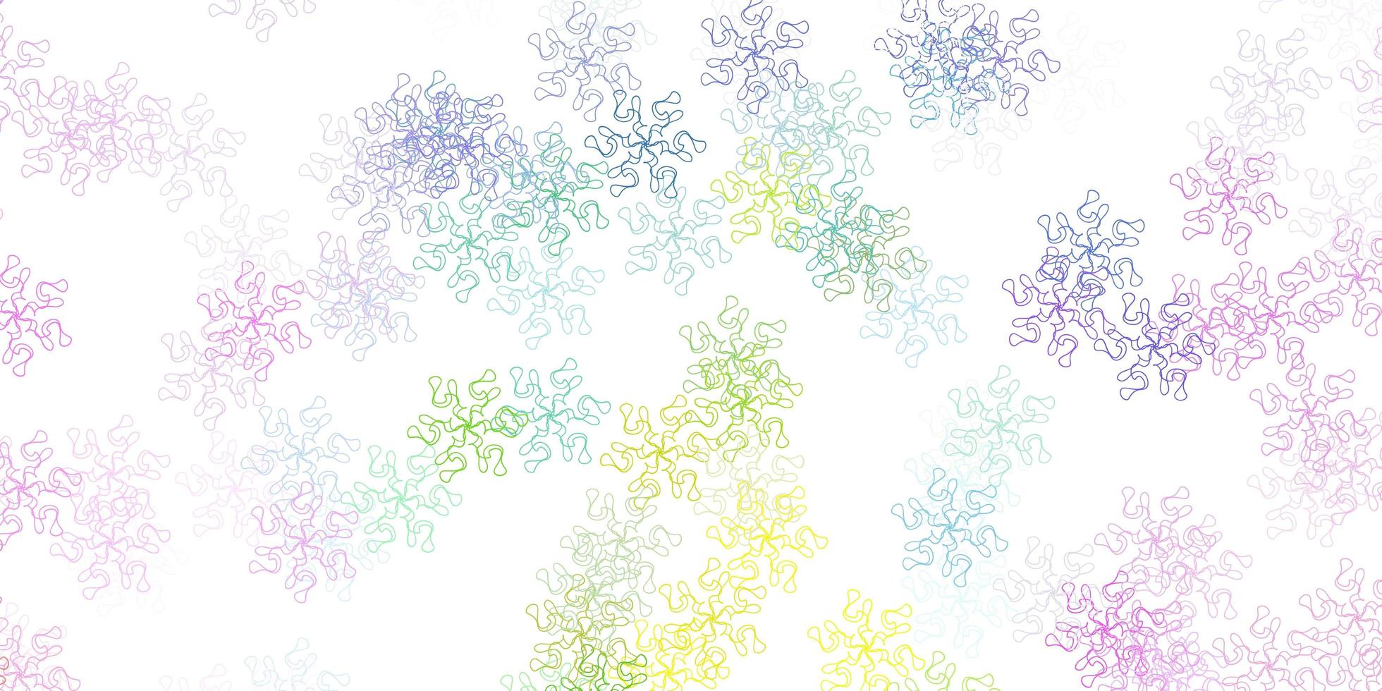 modelo de doodle de vetor multicolor luz com flores.