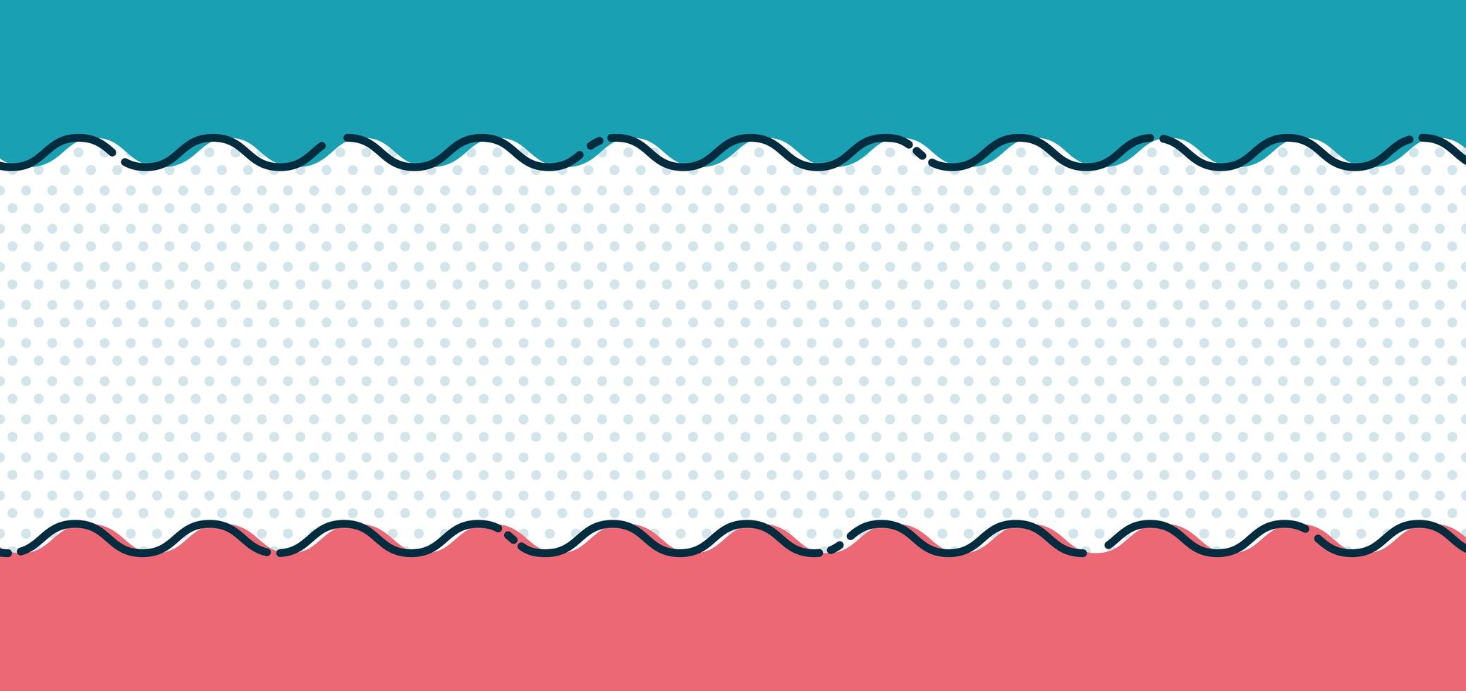 linha de onda azul e rosa abstrata em fundo de bolinhas e estilo mínimo de textura. vetor