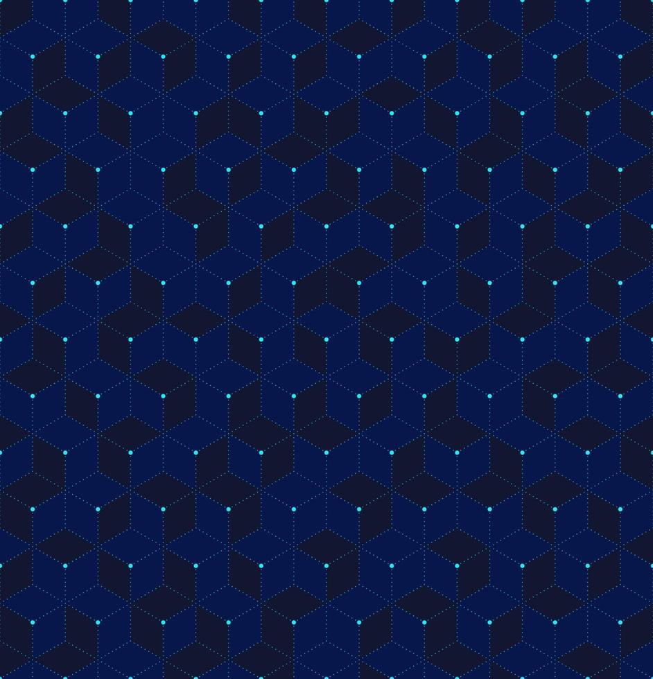 cubos 3d abstratos azuis sem costura hexágonos geométricos vetor