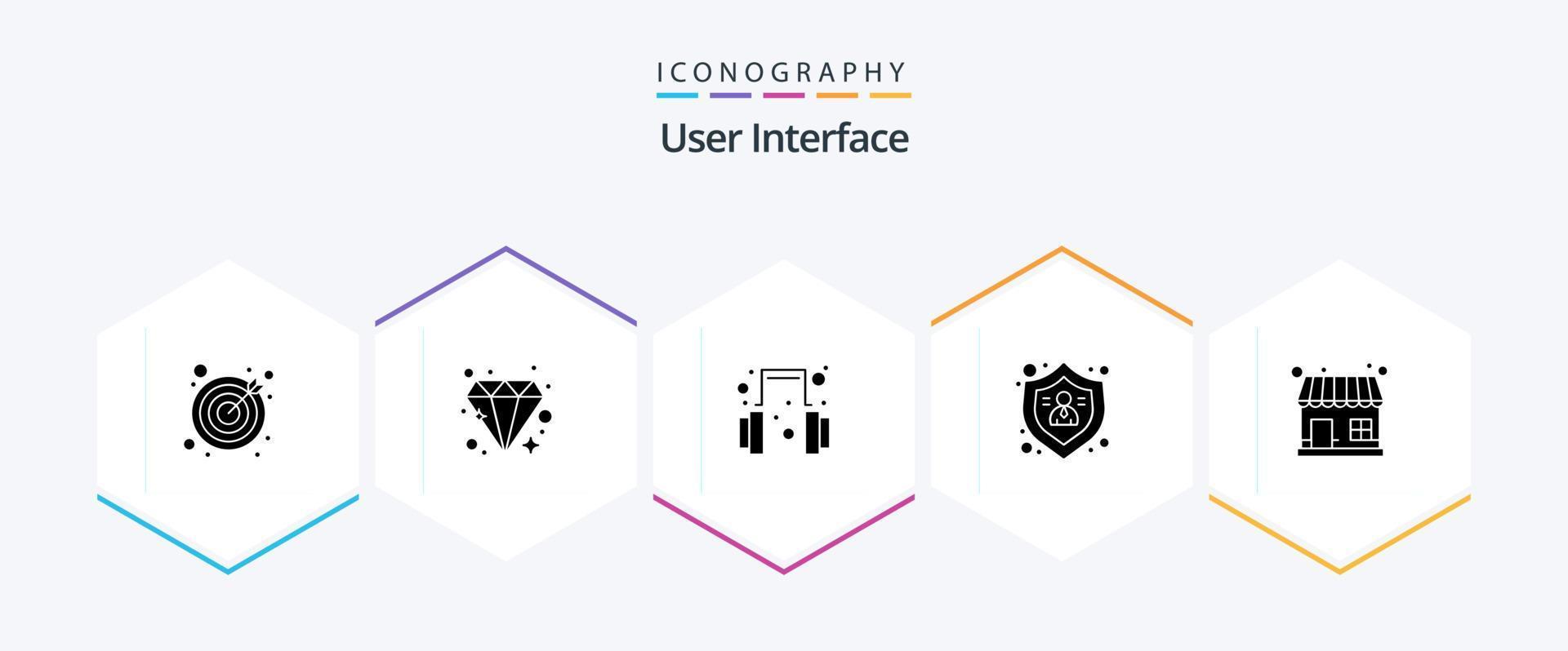 pacote de ícones de 25 glifos de interface do usuário, incluindo . comprar. apoiar. loja de mercado. do utilizador vetor