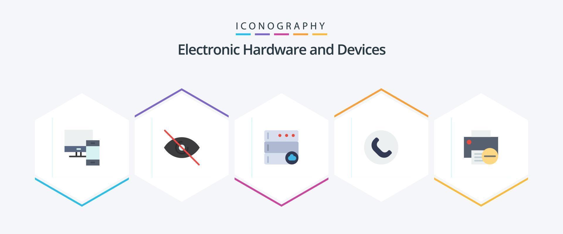 dispositivos 25 pacote de ícones planos, incluindo hardware. dispositivos. nuvem. computadores. aparelho portátil vetor