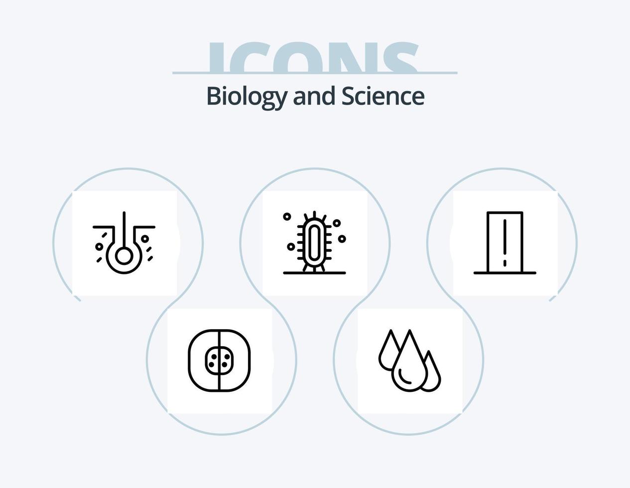 design de ícones do pacote de 5 ícones de linha de biologia. química. bactérias. Ciência. medidor de luz. eletrônicos vetor