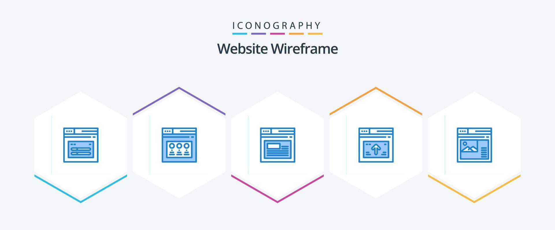 site wireframe 25 pacote de ícones azuis incluindo . seta. . local na rede Internet vetor