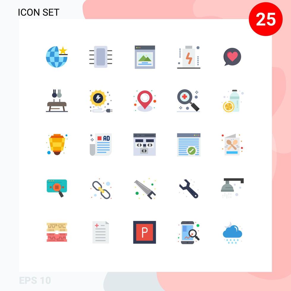 pacote de interface do usuário de 25 cores planas básicas de elementos de design de vetores editáveis de dispositivos de hardware de nível de amor