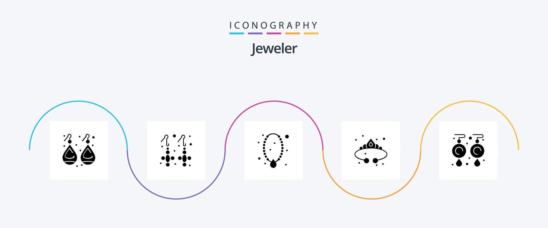 pacote de ícones de glifo de joias 5, incluindo luxo. joia. joia. moda. pingente vetor