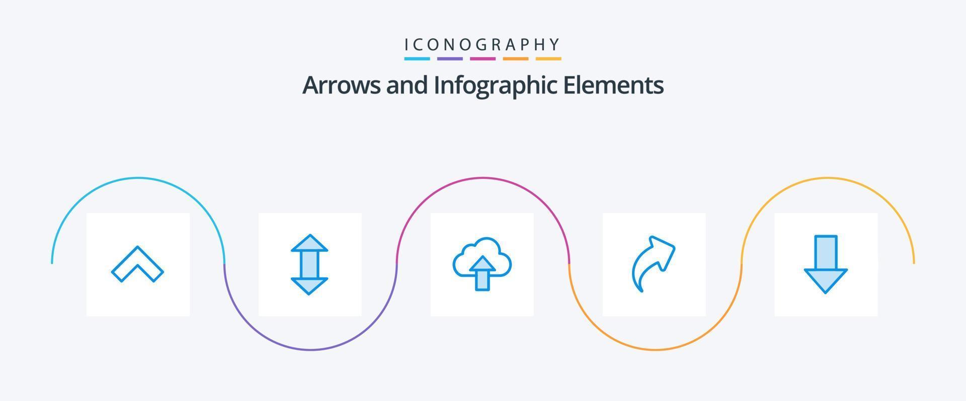 pacote de ícones de seta azul 5, incluindo direção. abaixo. carregar. seta. acima vetor