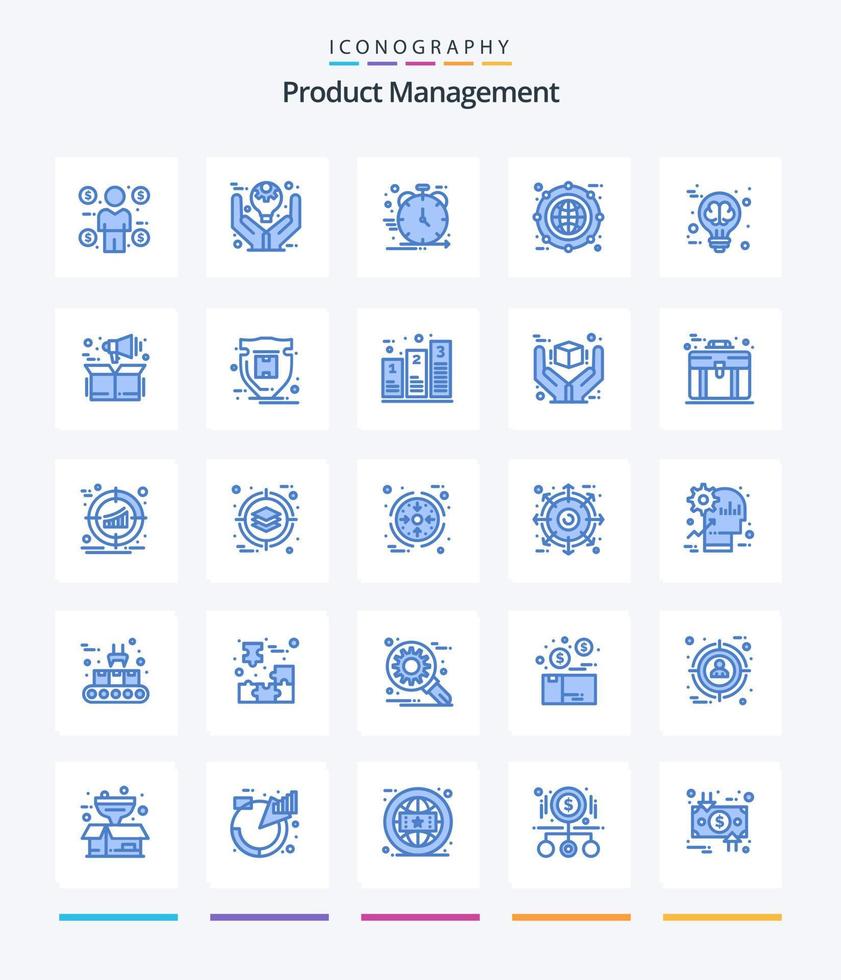 gerenciamento de produtos criativos 25 pacote de ícones azuis, como expandir. arquivo. Ideias. globo. desenvolvimento vetor