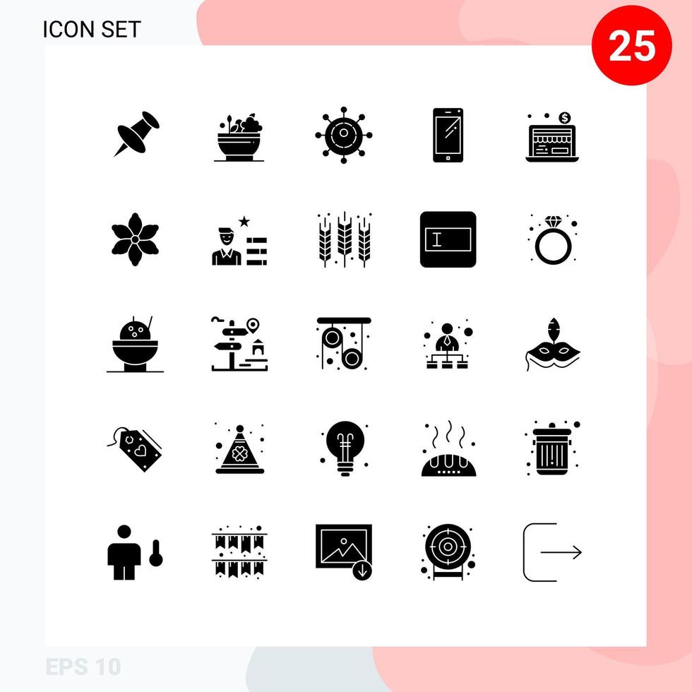pacote de ícones de vetores de ações de 25 sinais e símbolos de linha para rede de economia de negócios em dólar samsung mobile elementos de design de vetores editáveis