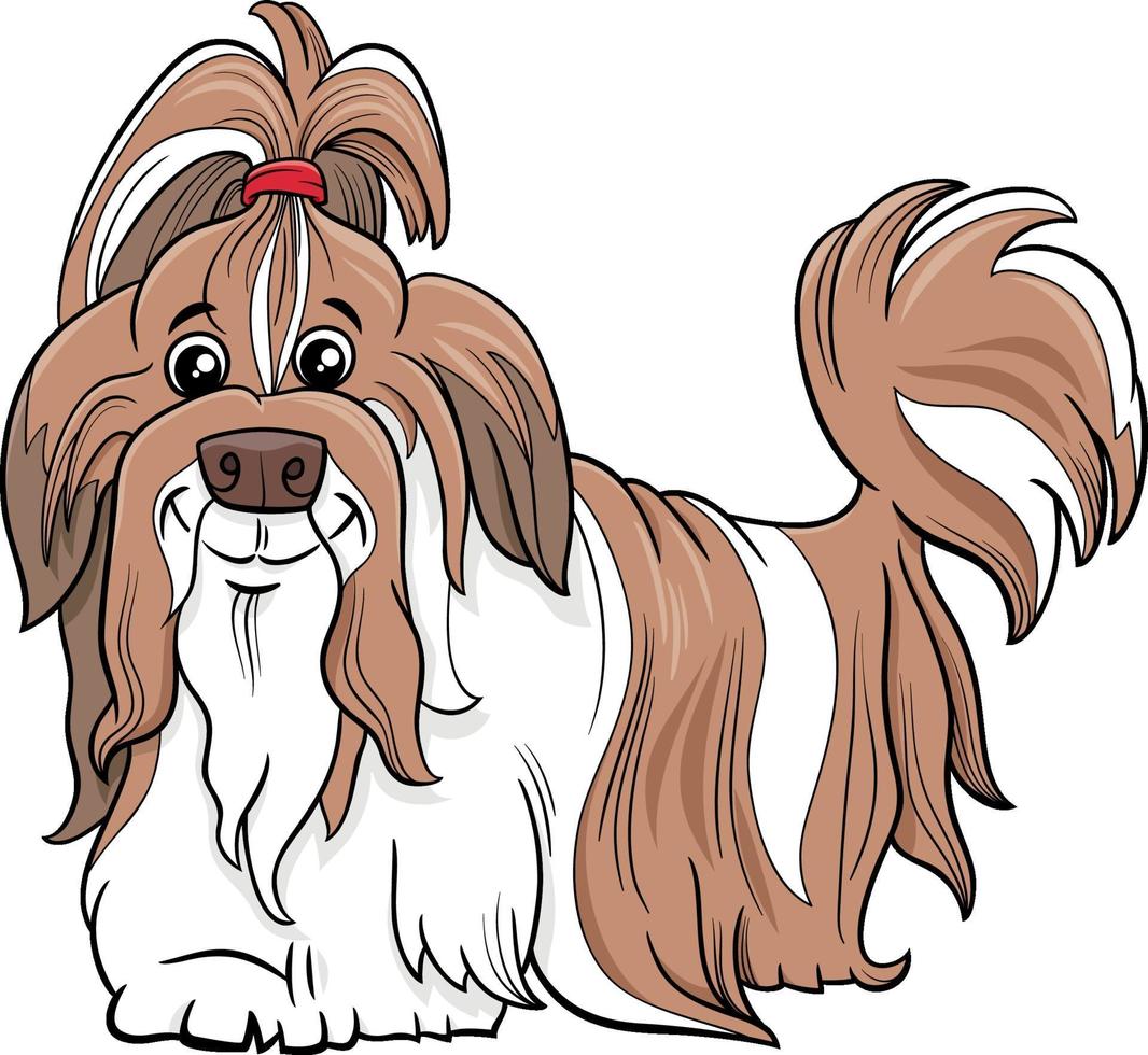 ilustração dos desenhos animados do cão de raça pura shih tzu vetor
