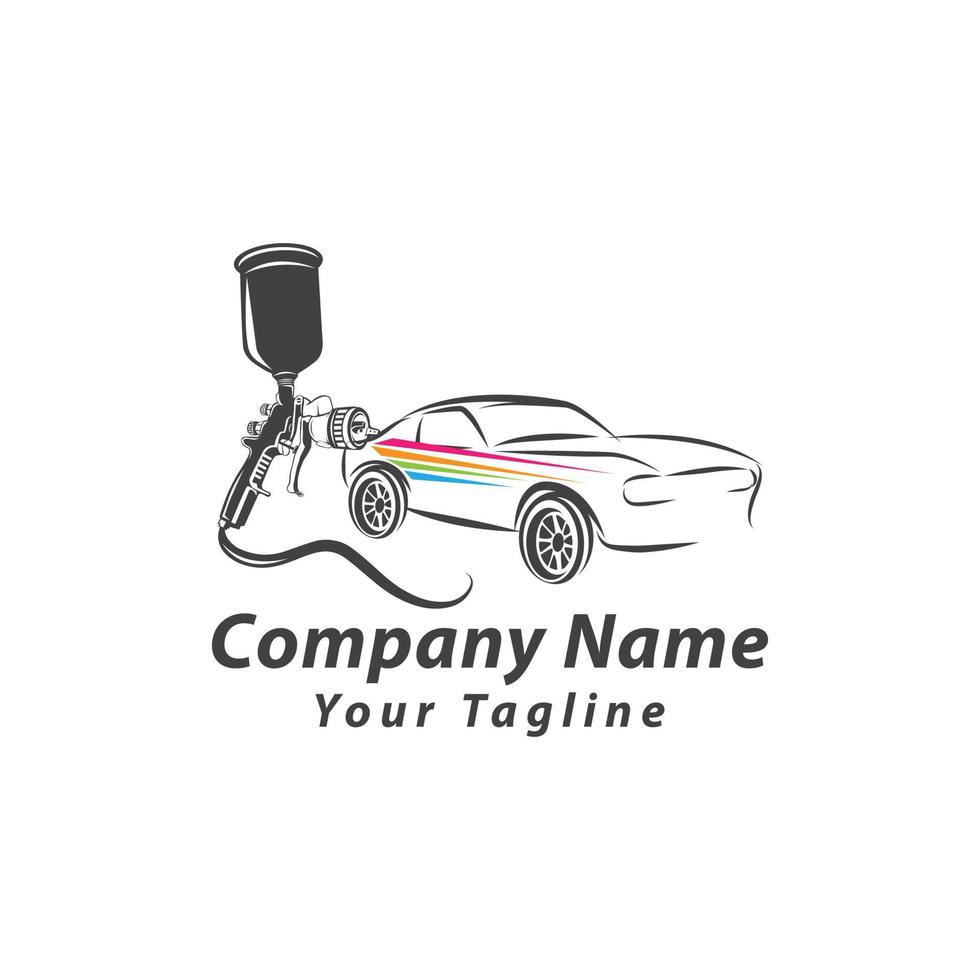 logotipo de pintura de carro com pistola e conceito de veículo colorido exclusivo vetor